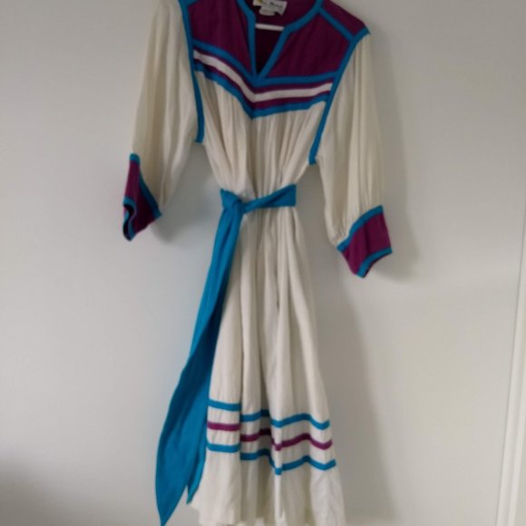 Vintage 80s white cotton purple daydress napdress housedress 🎈HOST PICK 🎈 - Picture 11 of 11